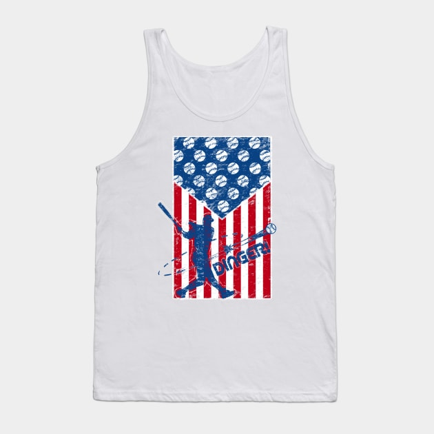 Red White and Dingers Baseball American Flag Home Plate Baseball Tank Top by TeeCreations